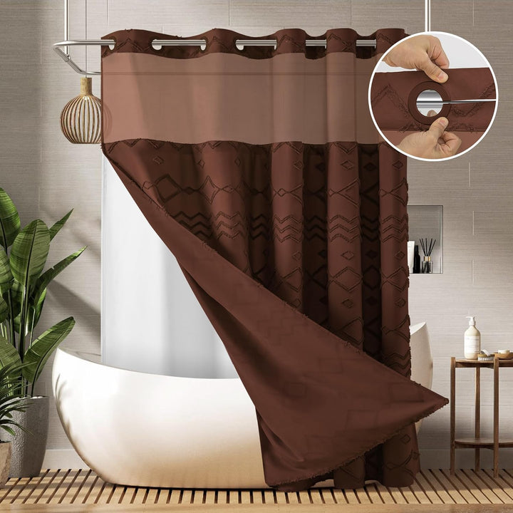 Textured Geometric Design Shower Curtain Kalsten