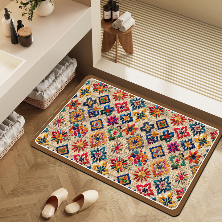 Floral Patterned Non-Slip Bath Mat