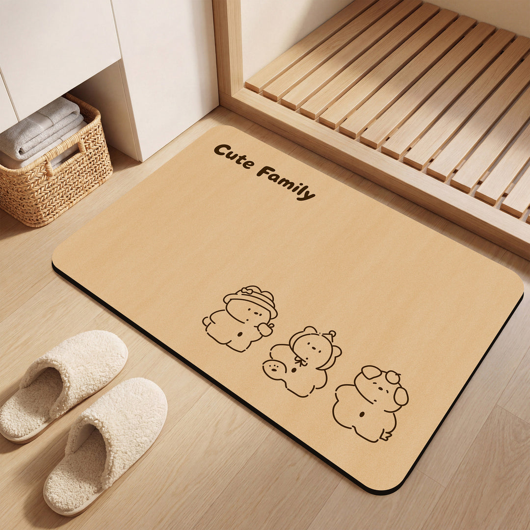 Cute Family Themed Decorative Bath Mat
