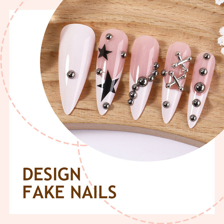 Artificial nail set with elegant star and glitter design Kalsten