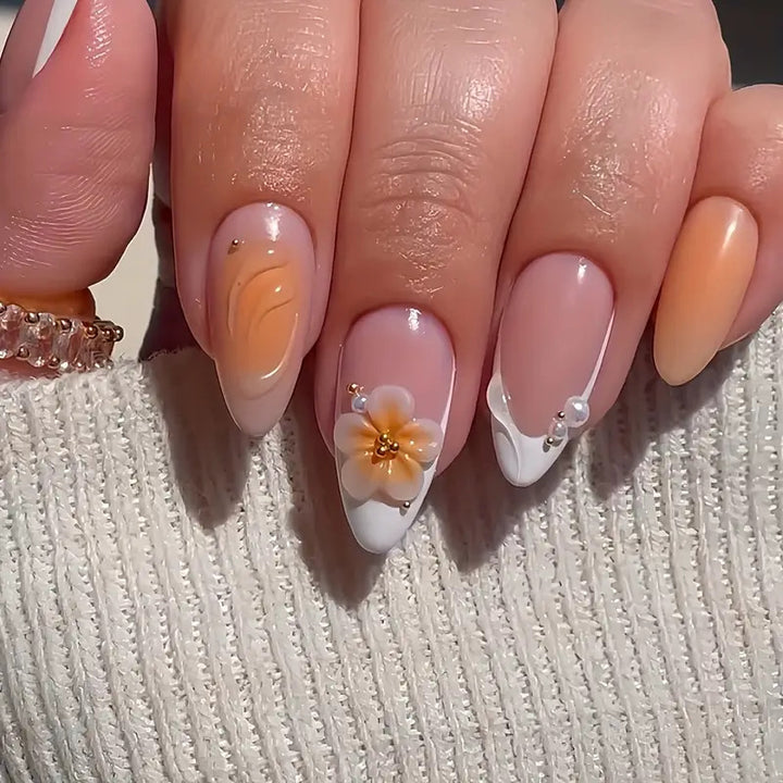 Artistic Floral Design Press-On Nail Set Kalsten