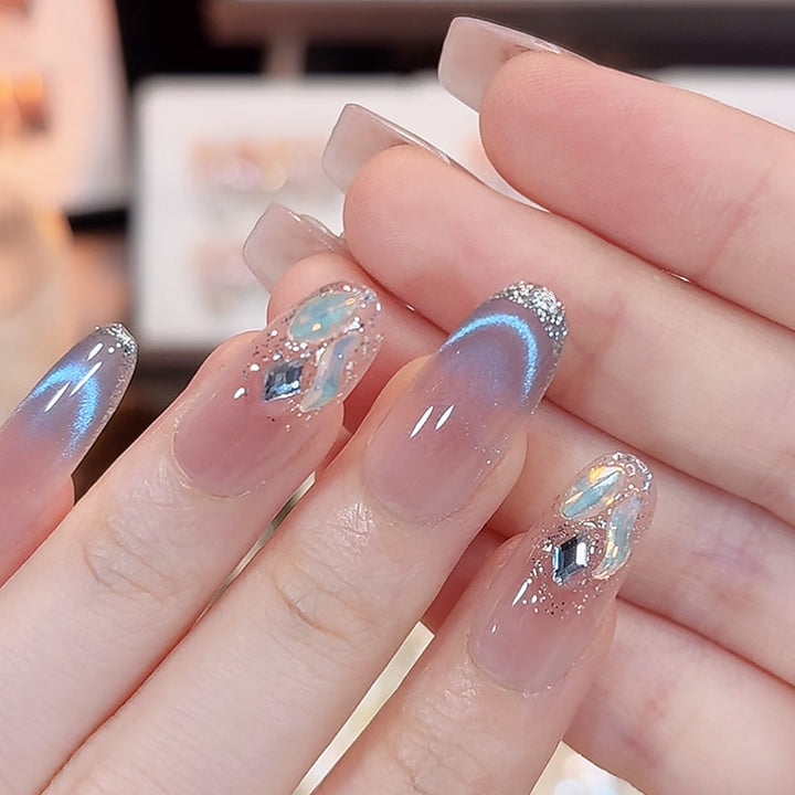 Glamorous artificial nail tips with 3D flower and crystal embellishments Kalsten