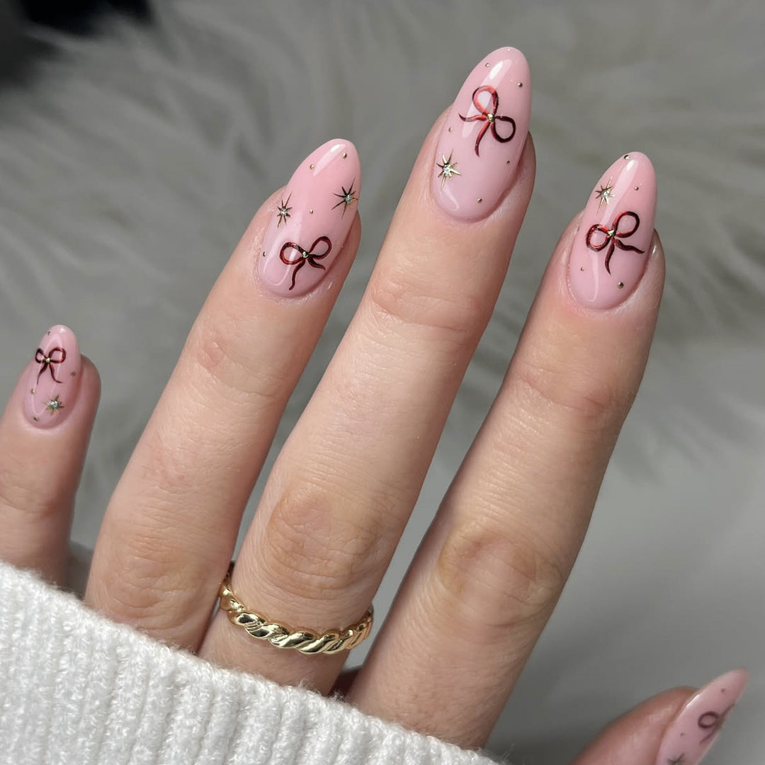 Stiletto Nail Art Extensions with Bow Accents Kalsten