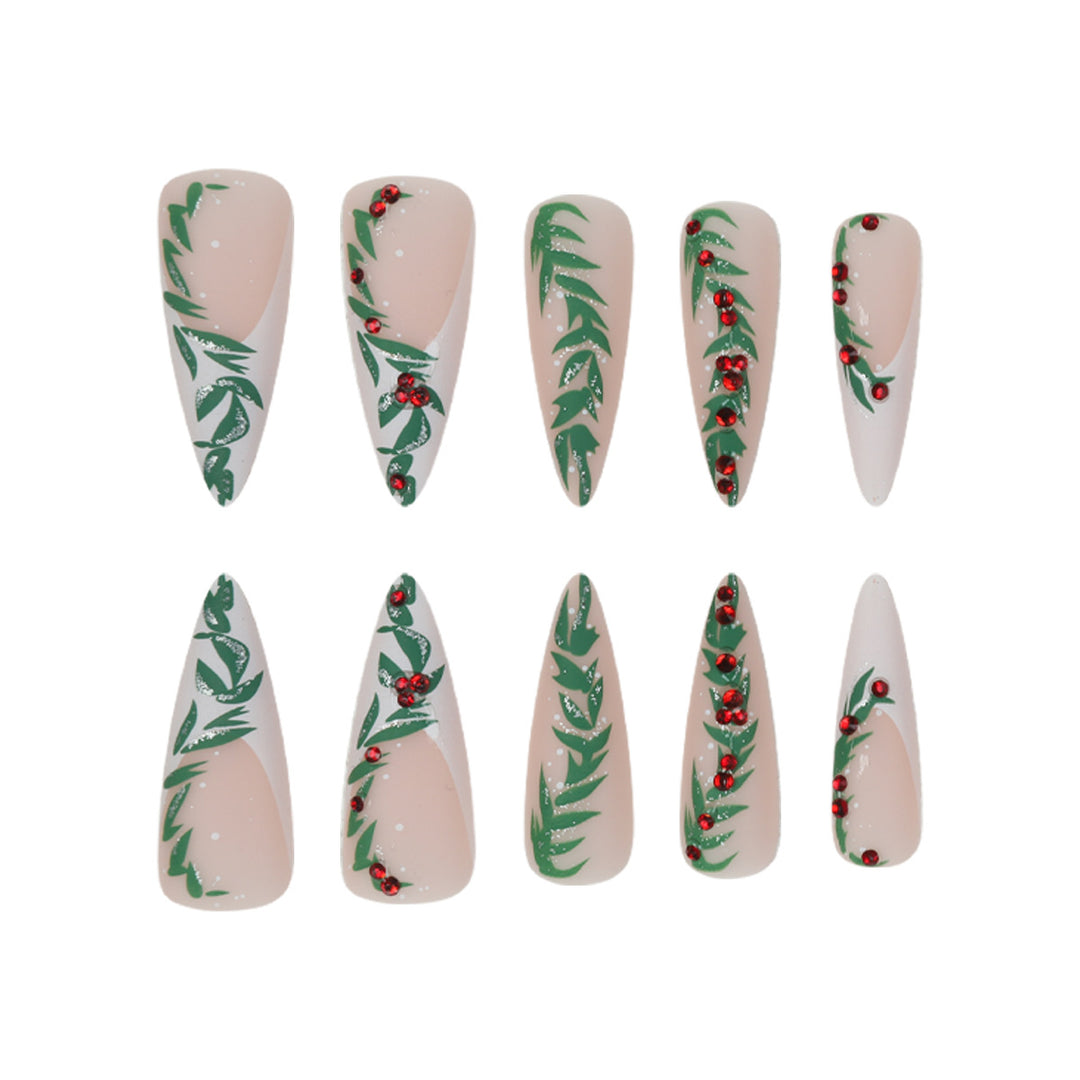 Premium Stiletto Press-On Nails with Holiday-Themed Design Kalsten