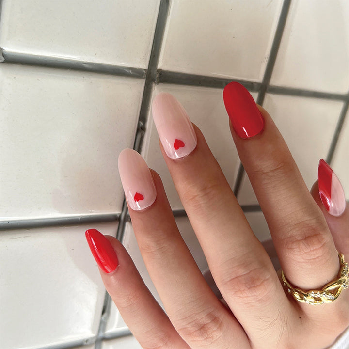Elegant Nail Extensions with Heart Design Kalsten
