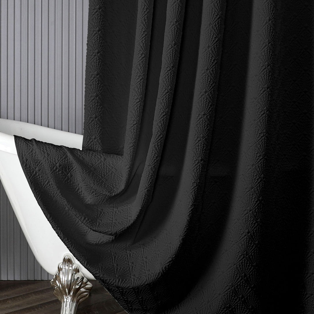 Textured Leaf Motif Shower Curtain Kalsten