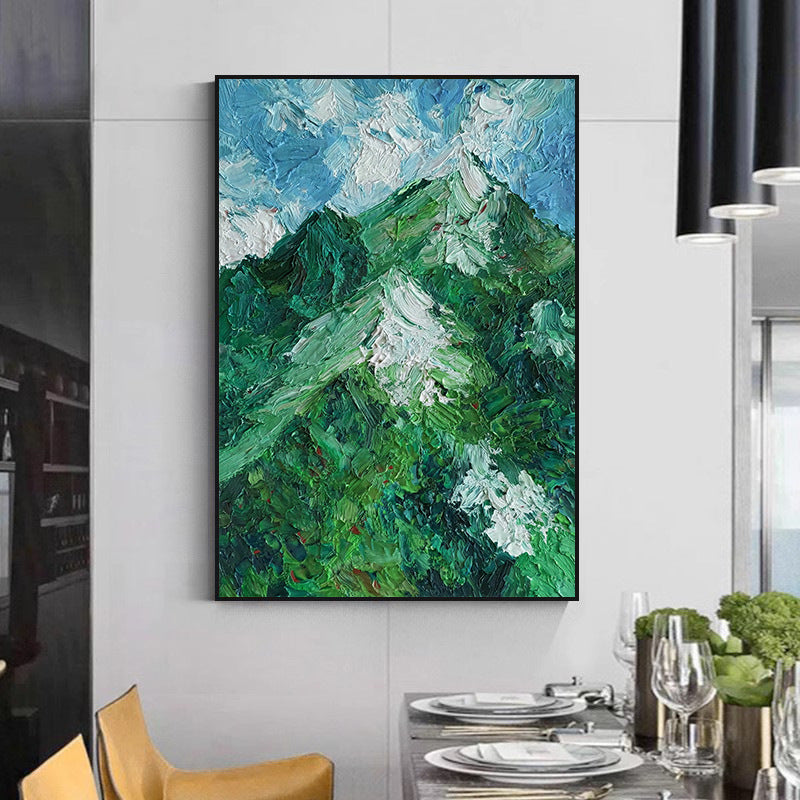 Textured Mountain Landscape Oil Painting