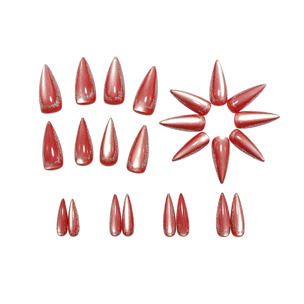 Glamorous Stiletto Artificial Nails with Metallic Edge Kalsten
