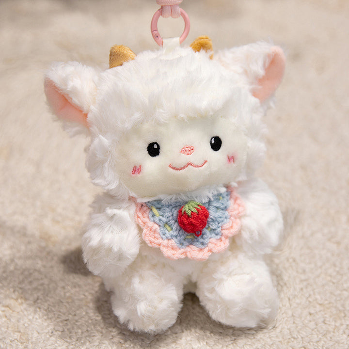 Plush Penguin Decorative Bag Charm with Crochet Bib and Spring-Loop Clip Kalsten