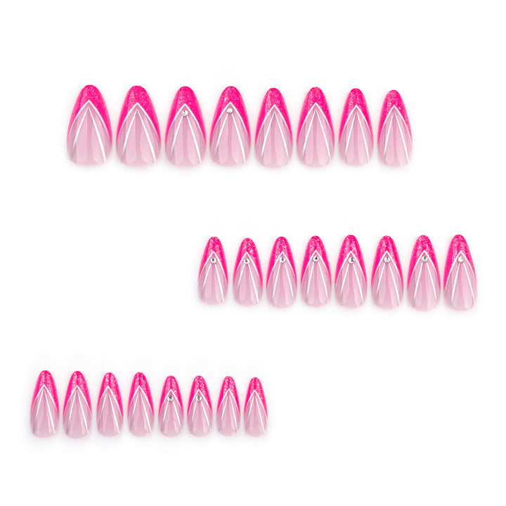 Artful Nail Extensions with Glitter and Rhinestone Decorations Kalsten