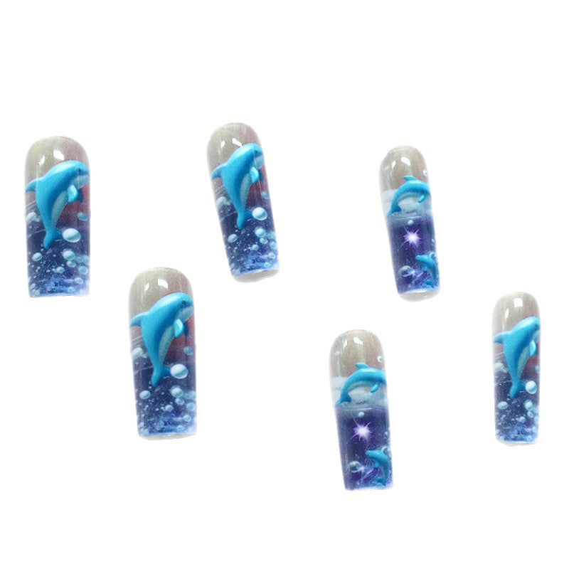 Artistic 3D Dolphin Acrylic Nail Enhancements Kalsten