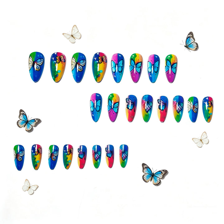 Artificial Nails in Colorful Butterfly Design Kalsten