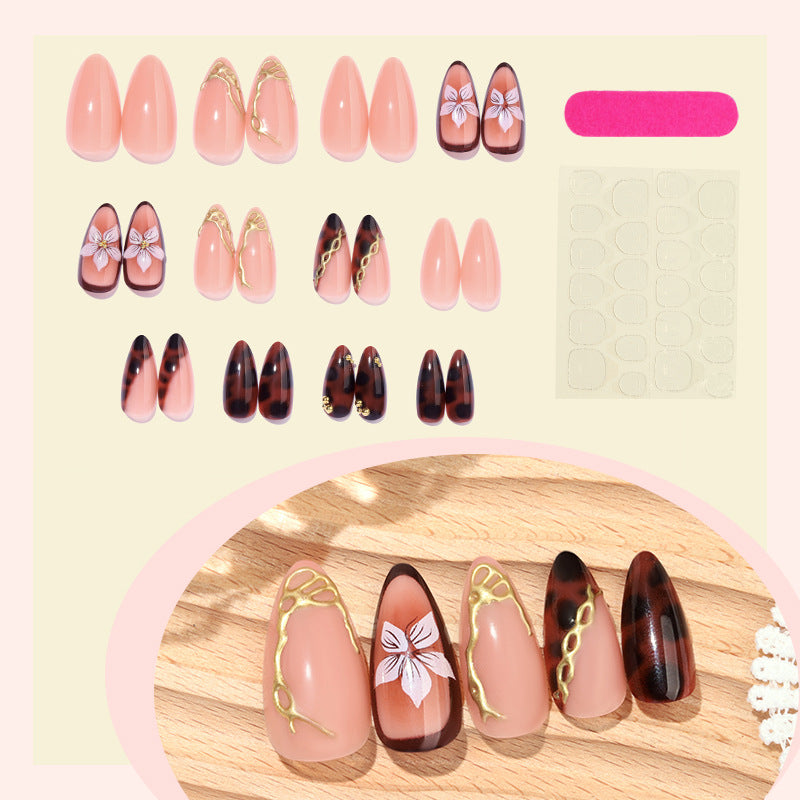 Artistic Press-On Nail Set with Elegant Floral and Abstract Designs kalsten