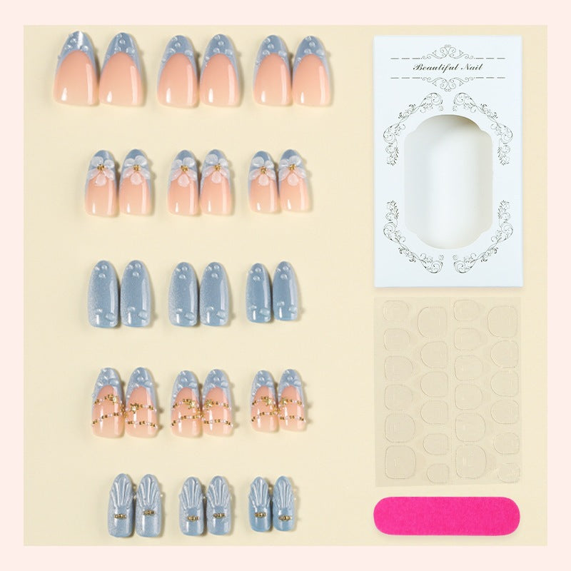Creative acrylic nail set with elegant flower and glitter accents Kalsten