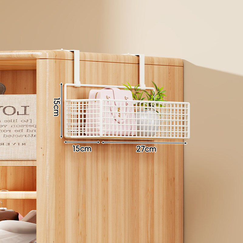 Over-the-Door Metal Grid Hanging Organizer with Four Stackable Baskets and Hooks