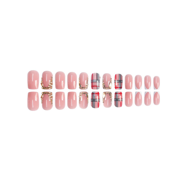 Decorative Press-On Nail Art with Gold Accents Kalsten