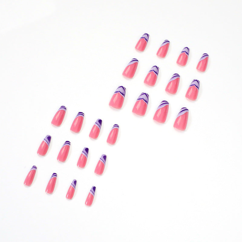 Artistic acrylic nails with creative heart and wave patterns Kalsten