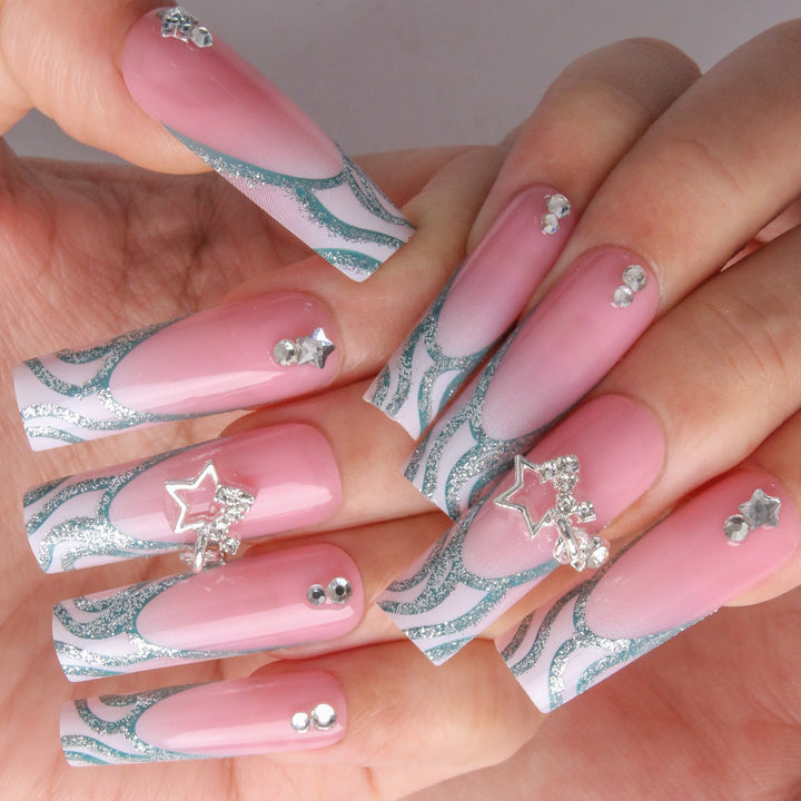 Glittery Star-Embellished Press-On Nails Kalsten