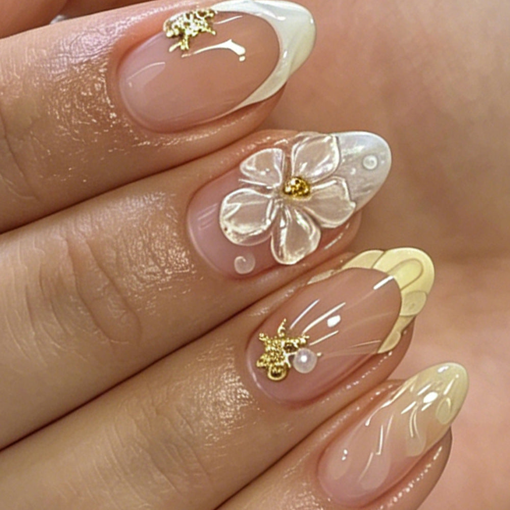 Artistic Floral Gel Nail Extensions Kalsten