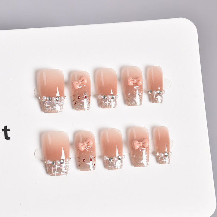 Elegantly Designed Crystal-Embellished Press-On Nail Set Kalsten