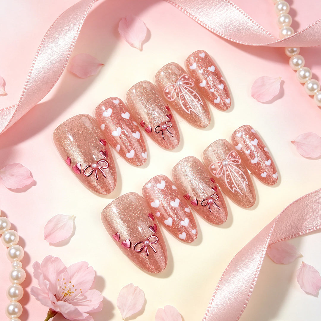 Heart and  Design Press-On Nails