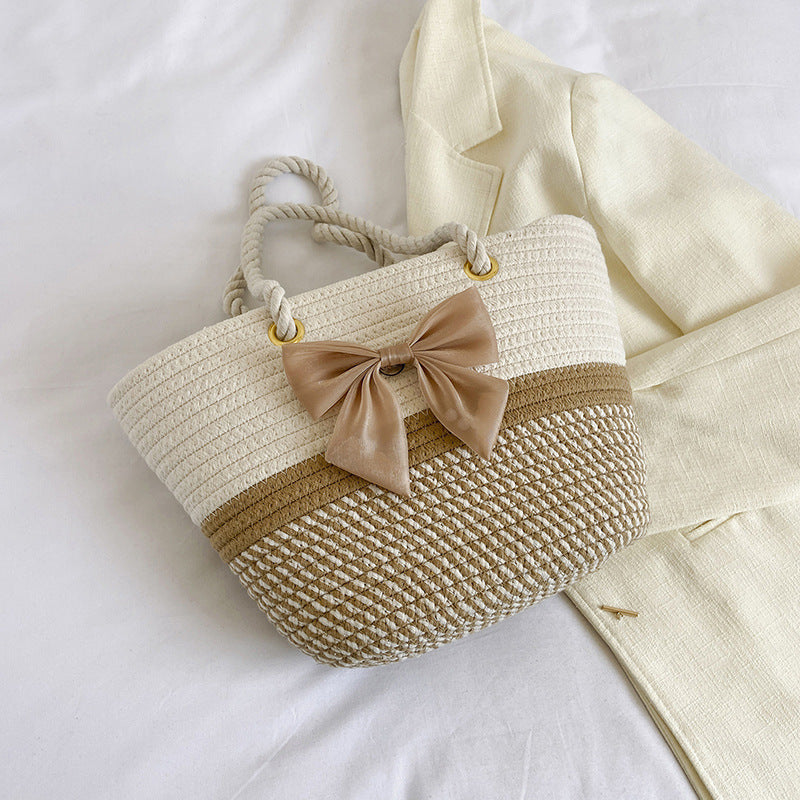 Handcrafted Floral Detail Straw Tote Bag Kalsten