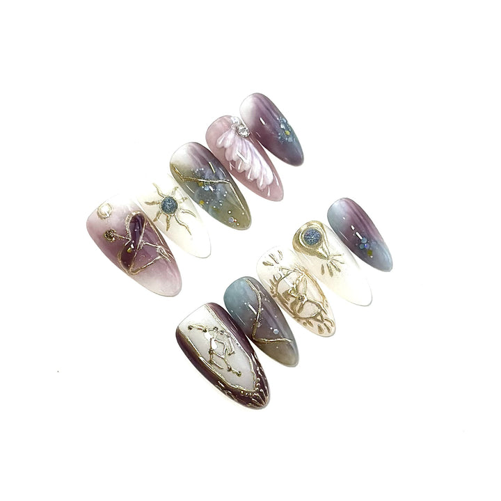 Celestial-Inspired Artful Press-On Nails