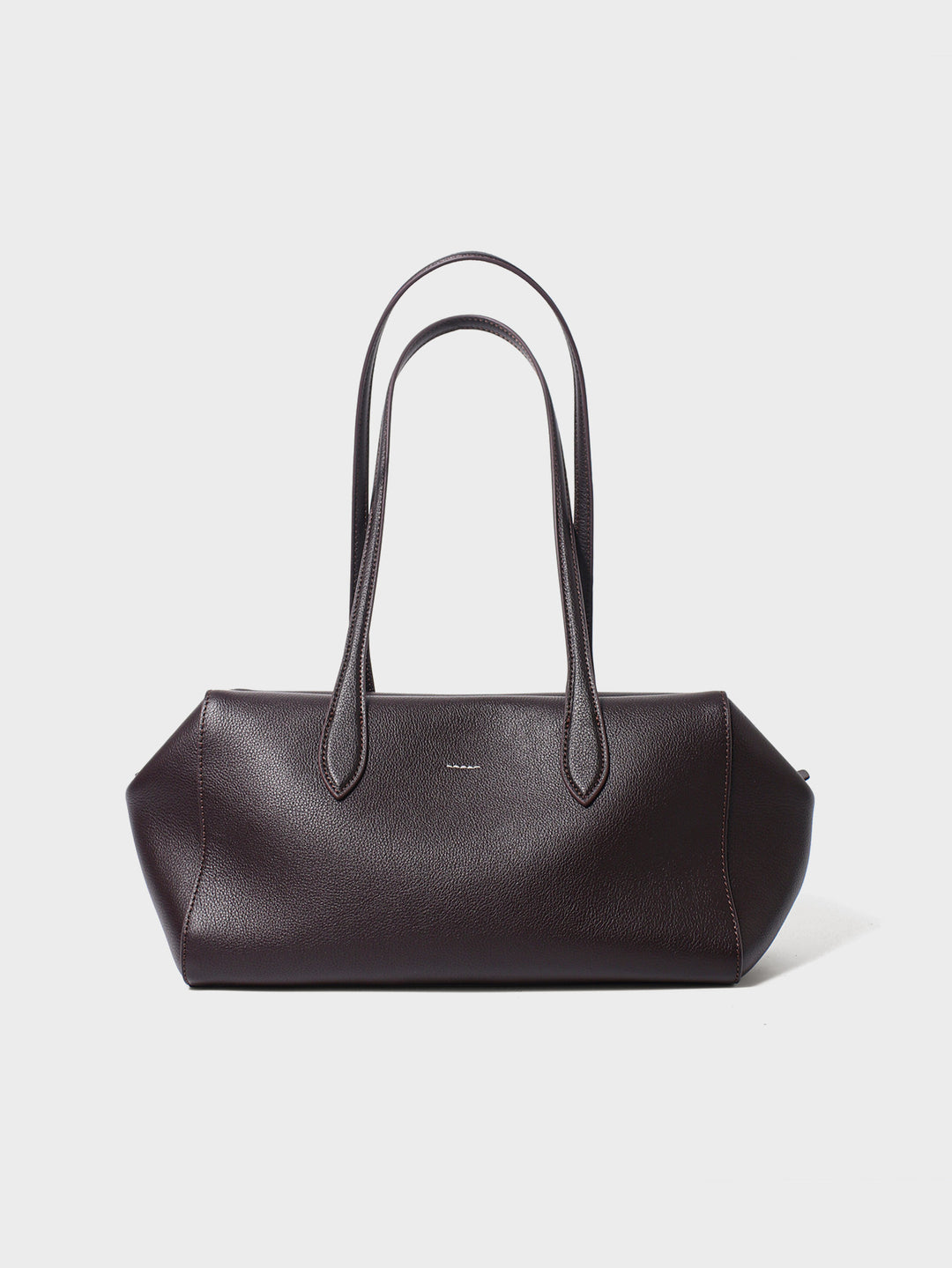 Structured Pebbled Leather Shoulder Tote with Long Handles