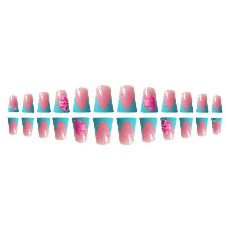 Artistic Press-On Nail Extensions with Floral Accents Kalsten