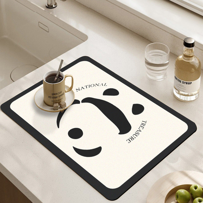 Playful Panda-Themed Decorative Kitchen Mat