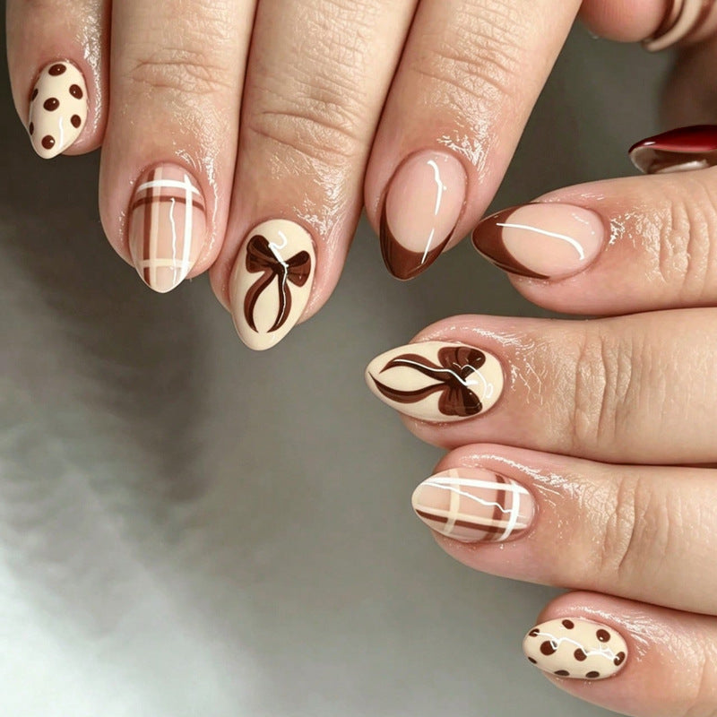 Artistic Nail Tips with Bow Design Kalsten