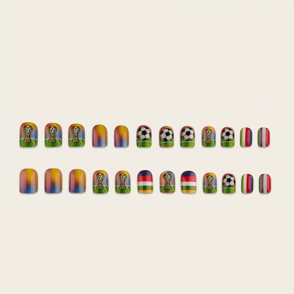 Artificial nails with soccer motif and glitter effects Kalsten