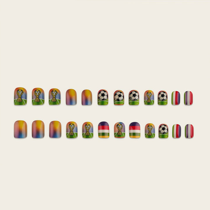 Artificial nails with soccer motif and glitter effects Kalsten