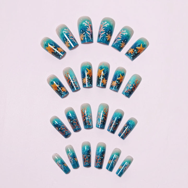 Glittering artificial nails with maritime star motif Kalsten