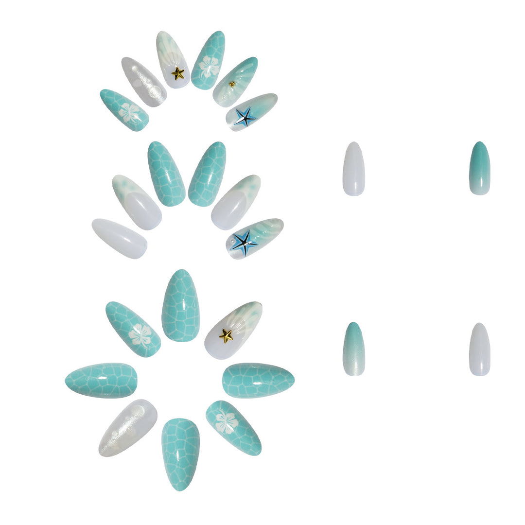 Artificial nail set with sea motifs and 3D accents Kalsten