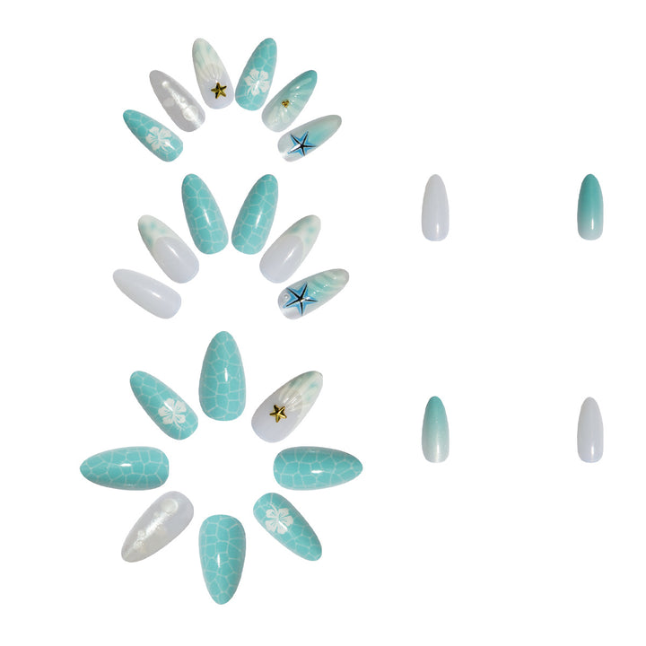 Artificial nail set with sea motifs and 3D accents Kalsten