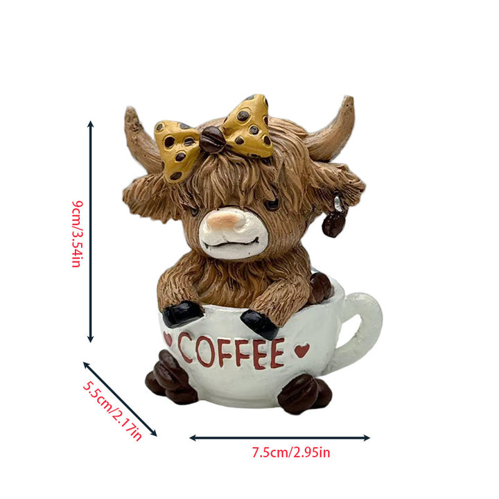 Decorative figure of a Highland cow with accessories Kalsten