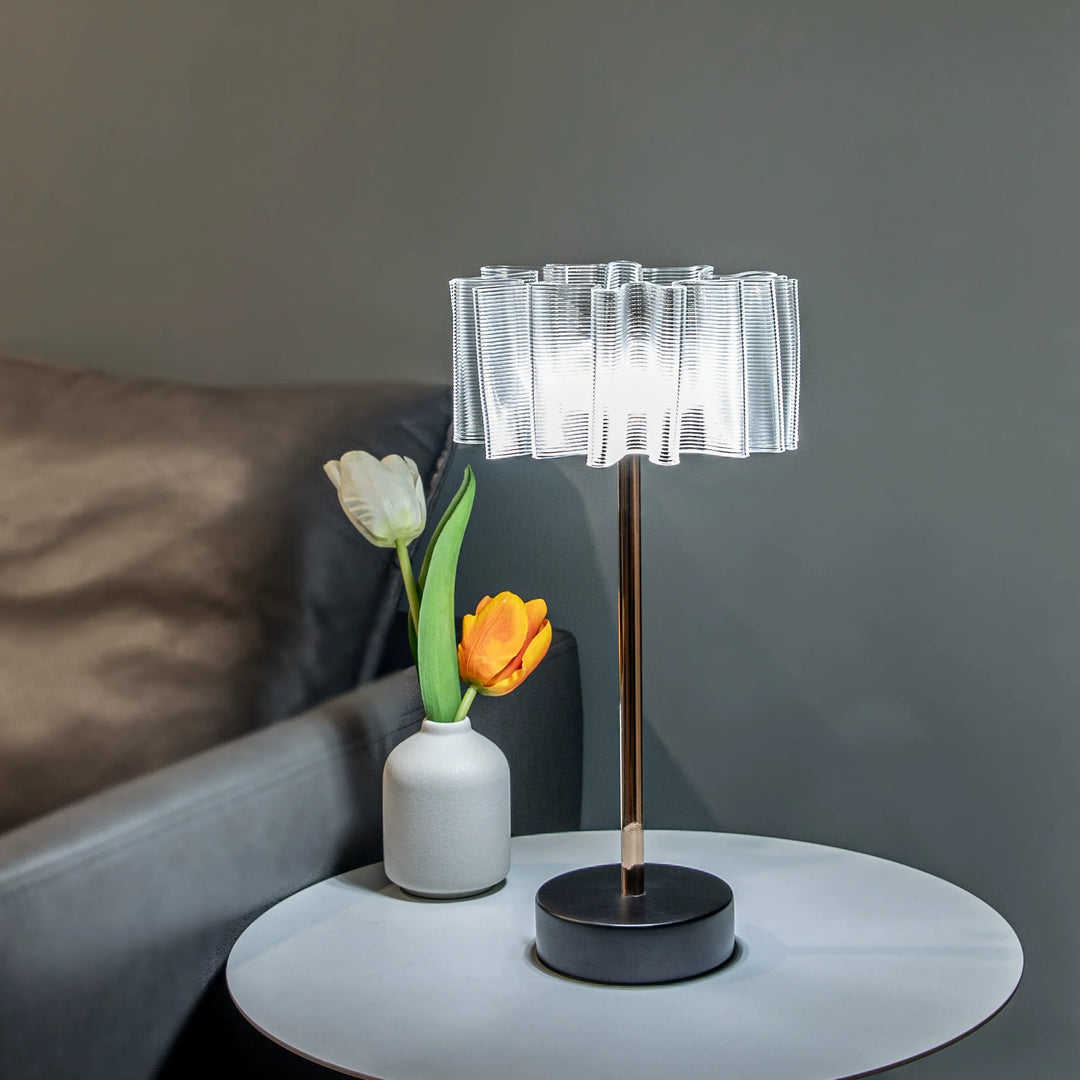 Pleated Full-Aluminum Rechargeable Table Lamp | Kalsten