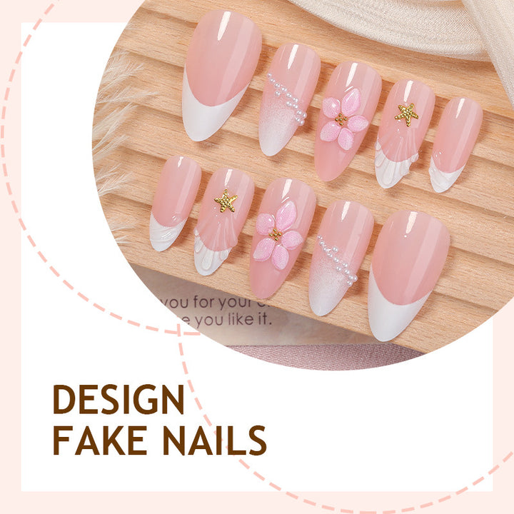 Artifical nail set with delicate flower and decorative elements Kalsten