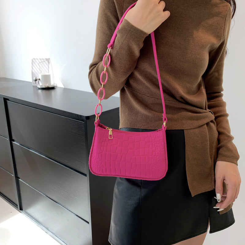 Croc-Textured Mini Crossbody Bag
