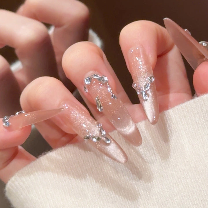 Luxury Rhinestone-Accented Stiletto Press-On Nails Kalsten