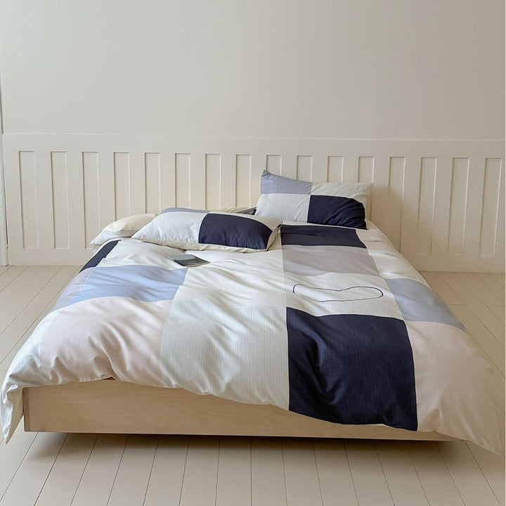 Duvet cover set made of cotton satin with Boho-Ethno pattern and reversible function