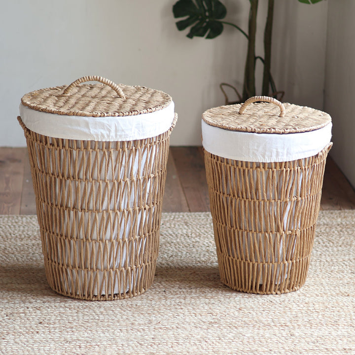 Rustic laundry basket with lid Kalsten