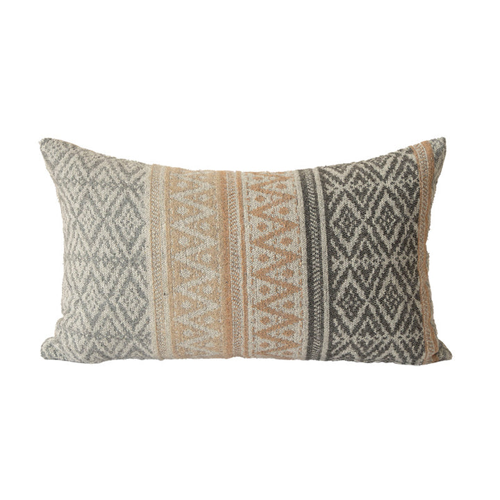 Square decorative sofa cushion with jacquard-woven ornament and soft bouclé surface Kalsten