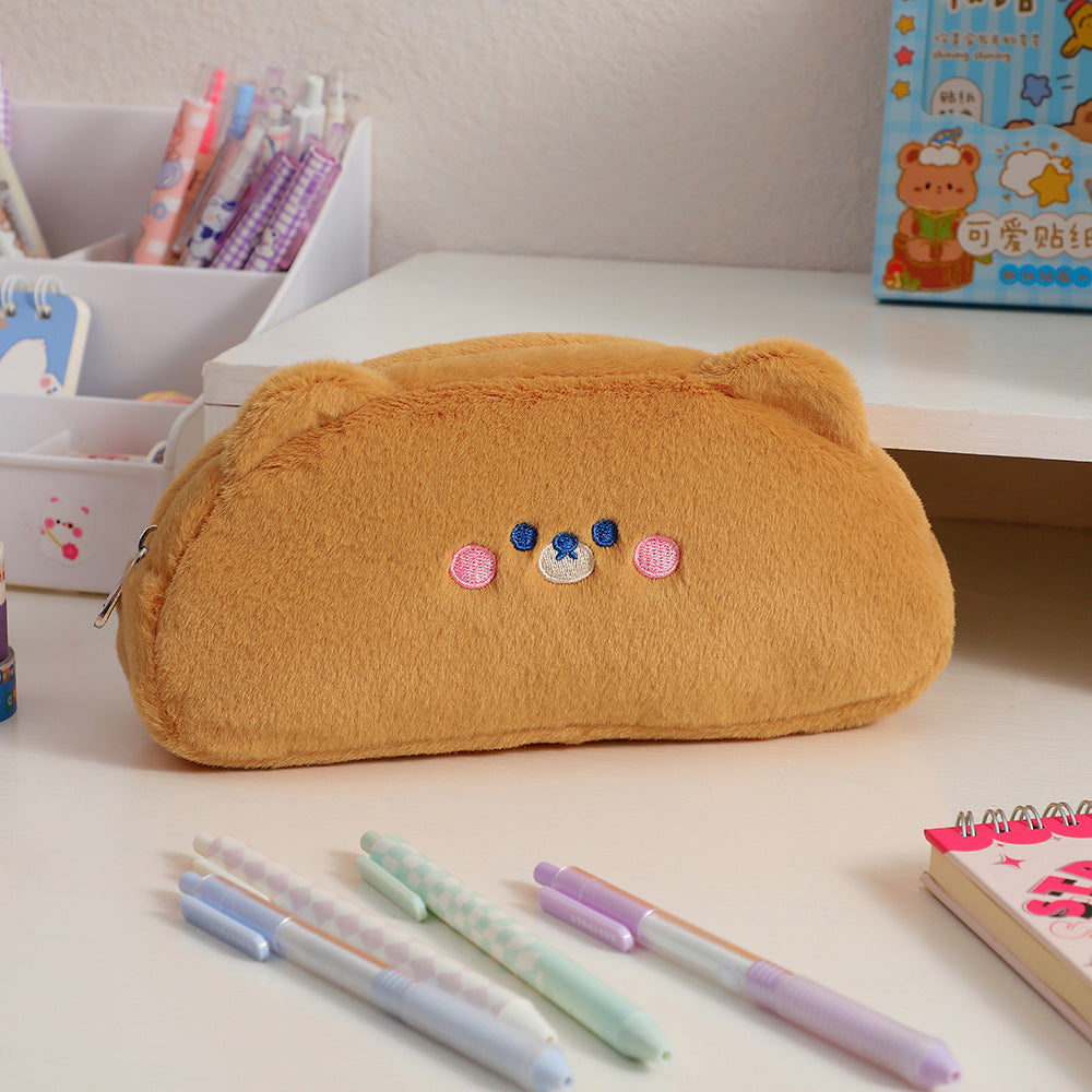Cute Bear-Shaped Plush Pencil Case Kalsten