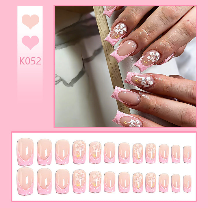Artificial nails with floral designs and elegant shape Kalsten