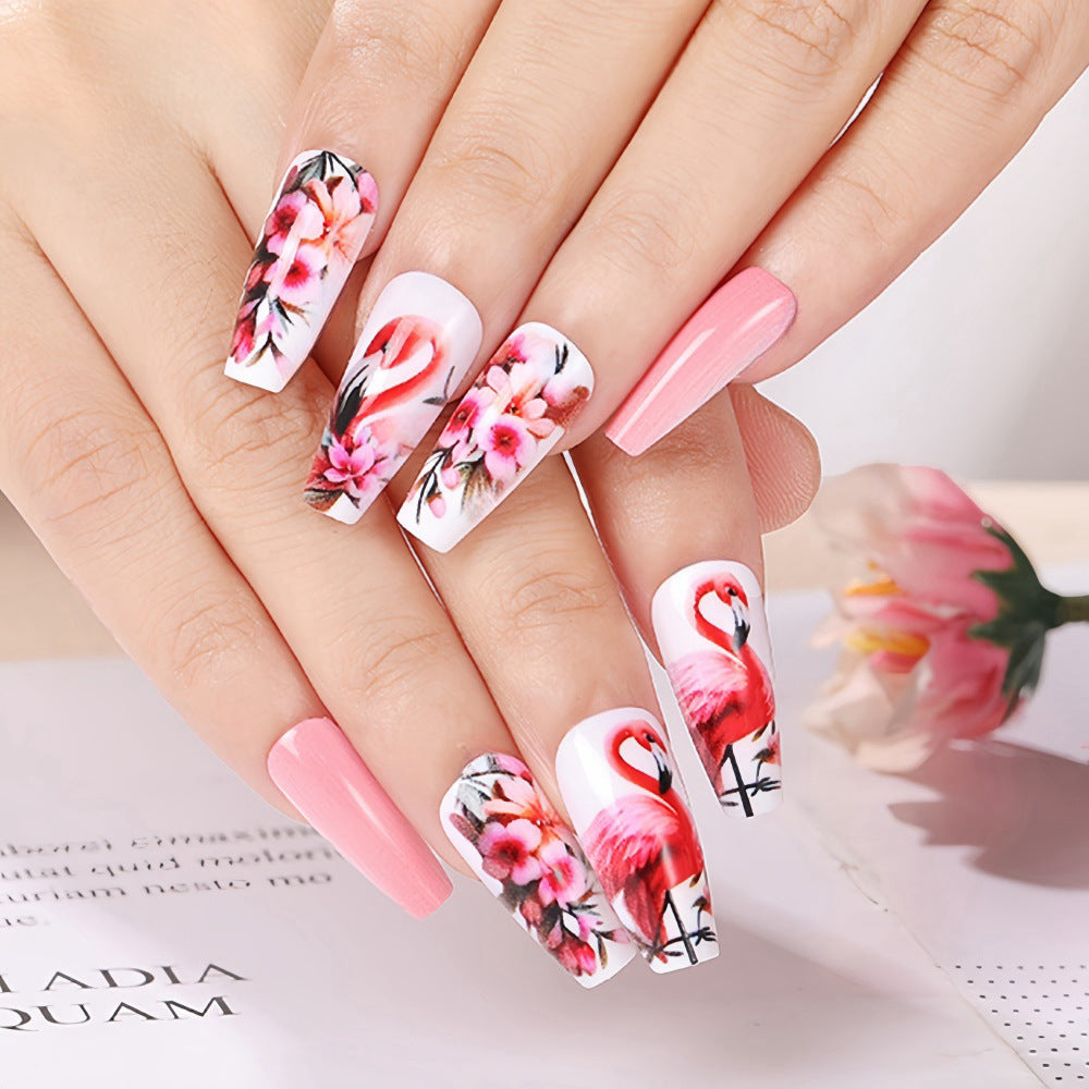 Nail Art Set with colorful flamingo and flower patterns Kalsten