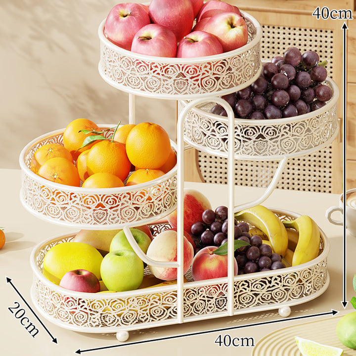 Tiered Ornate Metal Fruit Bowl and Dessert Display Rack