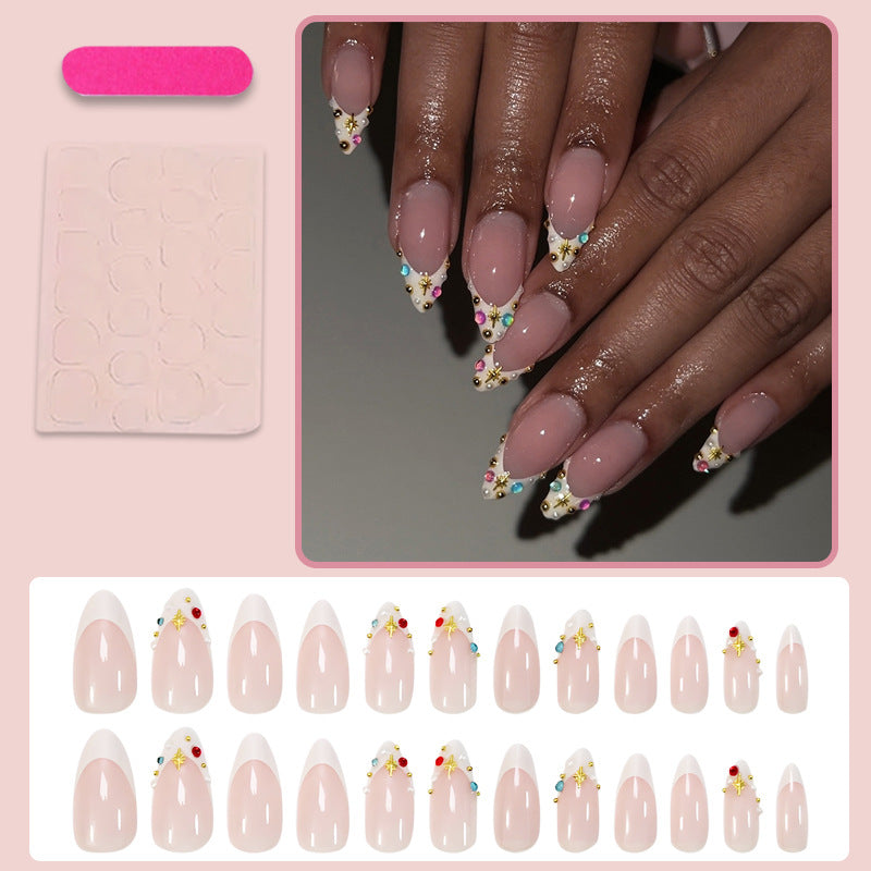 Acrylic Nail Set with Elegant Bows and Glamorous Accent Kalsten