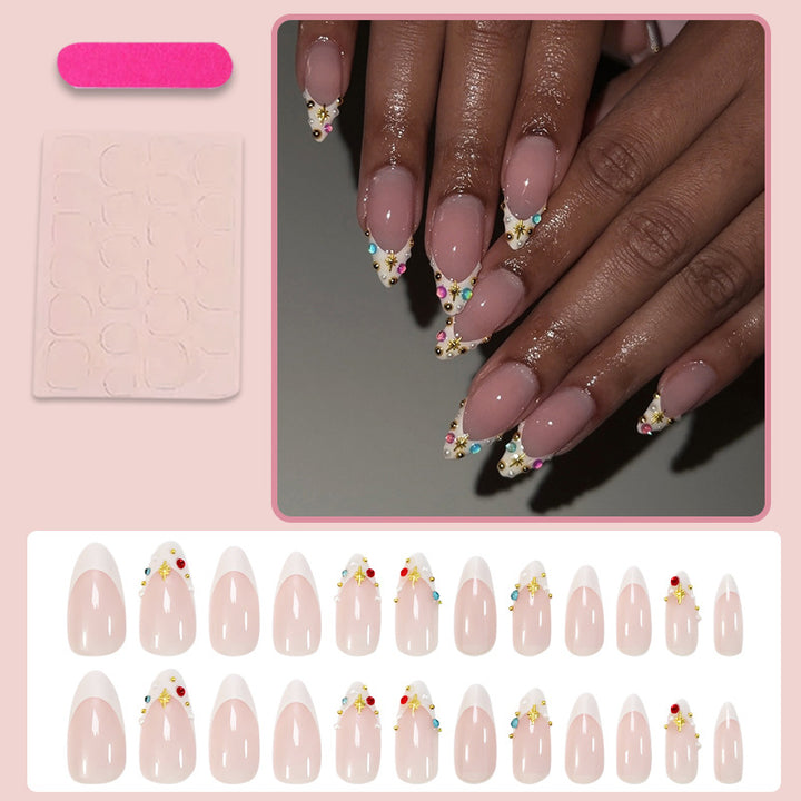 Acrylic Nail Set with Elegant Bows and Glamorous Accent Kalsten